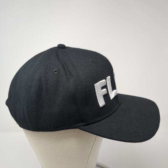 Flex Snapback Cap Black One Size Adjustable Embroidered Vented Holes 6 Panel - Picture 5 of 9